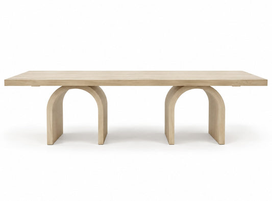 Lune light oak dining table with two arch legs, RoomVibe Dubai