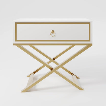 "Royal Ivory Cross Leg Bedside Table