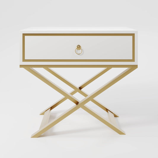 "Royal Ivory Cross Leg Bedside Table