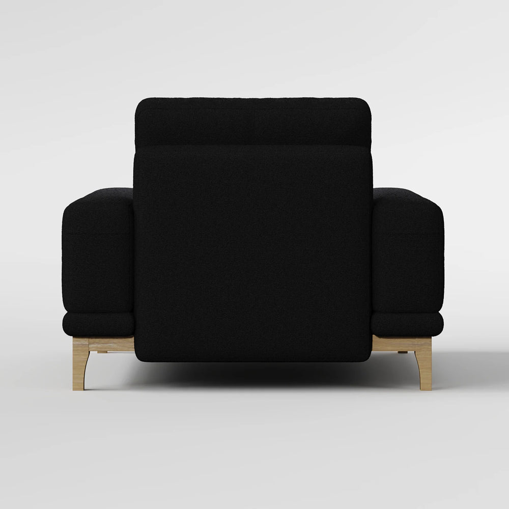 Contemporary Low-Profile Club Chair with Sculptural Wood Frame