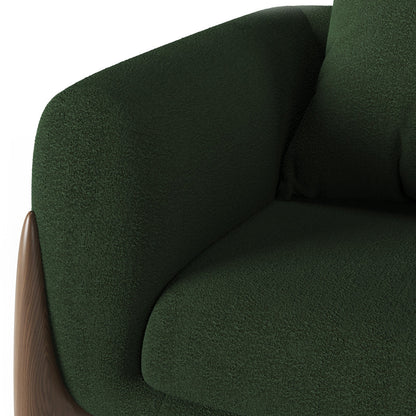 Architectural White Bouclé Accent Chair with Solid Wood Sled Frame