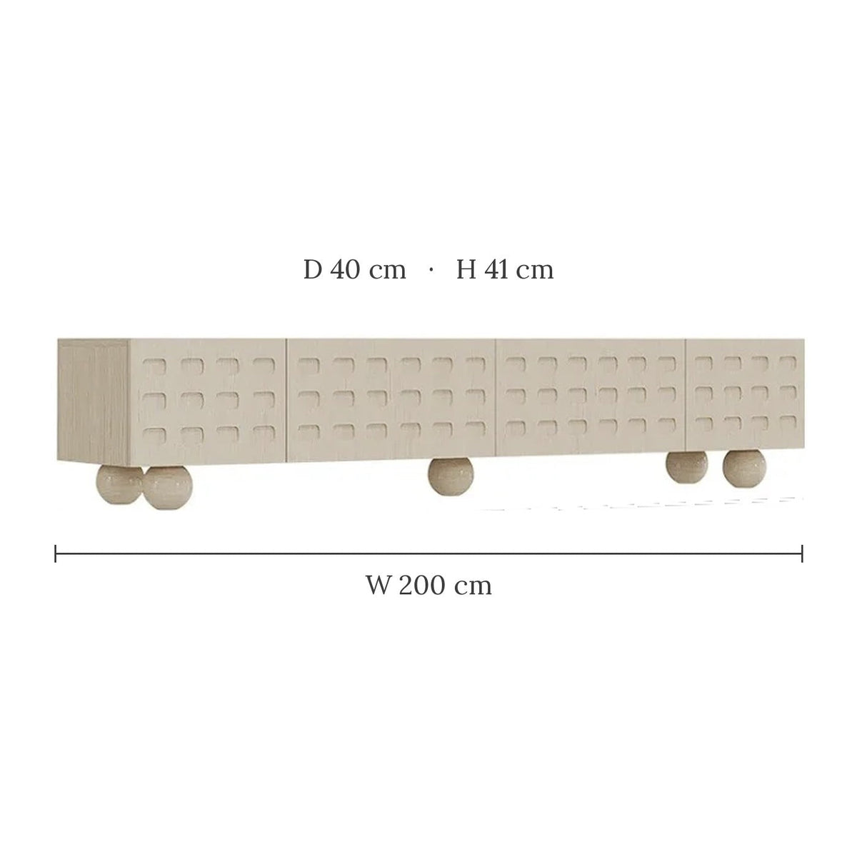 Miro Japandi TV unit dimensions W 200 x D 40 x H 41 cm
