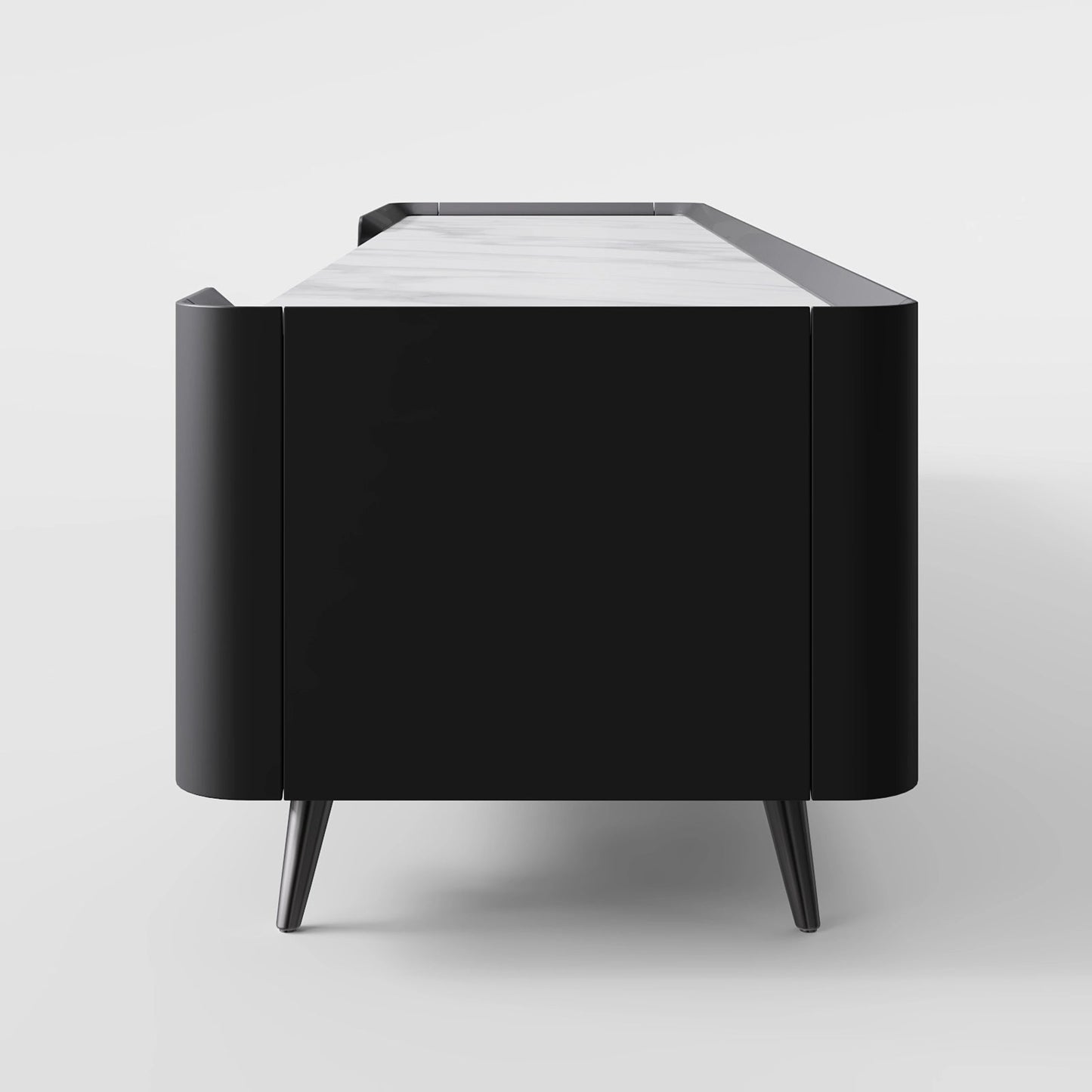 White Slatted Console with Black X-Base