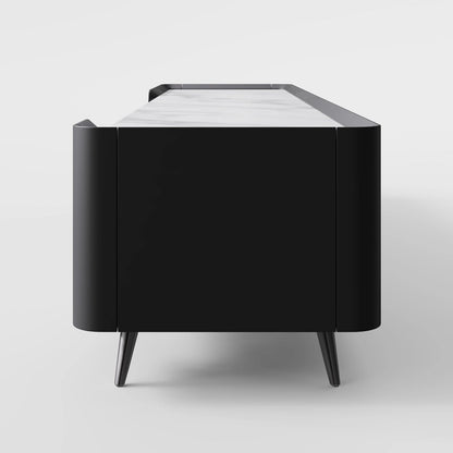 White Slatted Console with Black X-Base