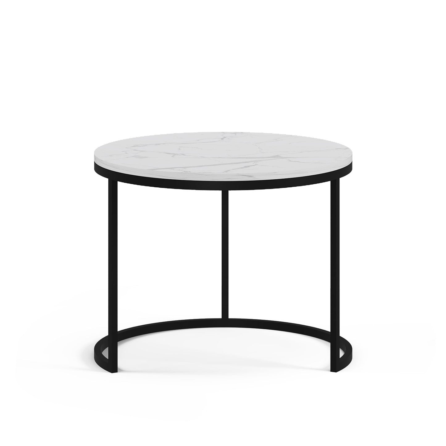 The Duo-Marble Set: Modern Tiered Nesting Tables with Slim Black Circular Supports
