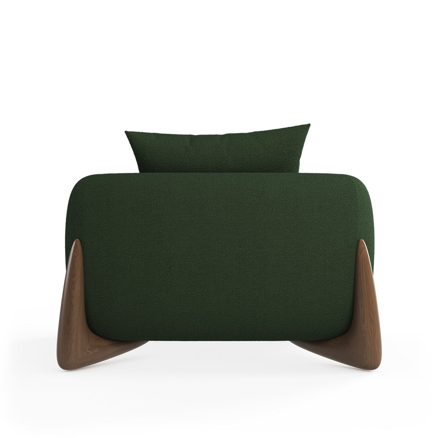 Architectural White Bouclé Accent Chair with Solid Wood Sled Frame