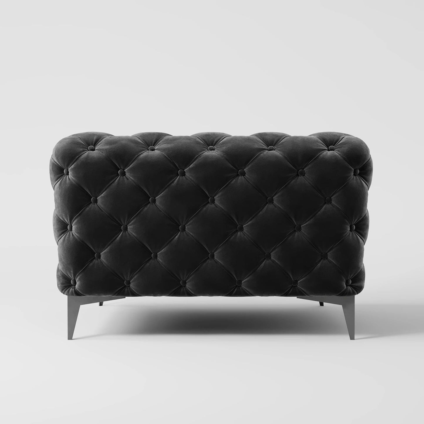 Luxury Black Velvet Chesterfield Armchair with Button-Tufting