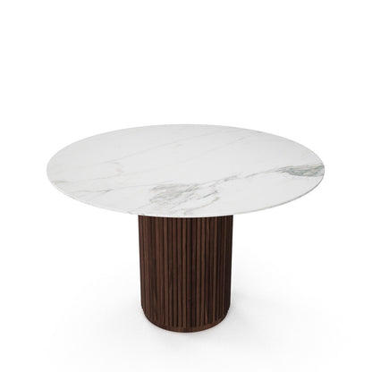 The Carrara Bistro: Modern Round Table with Textured Onyx Column
