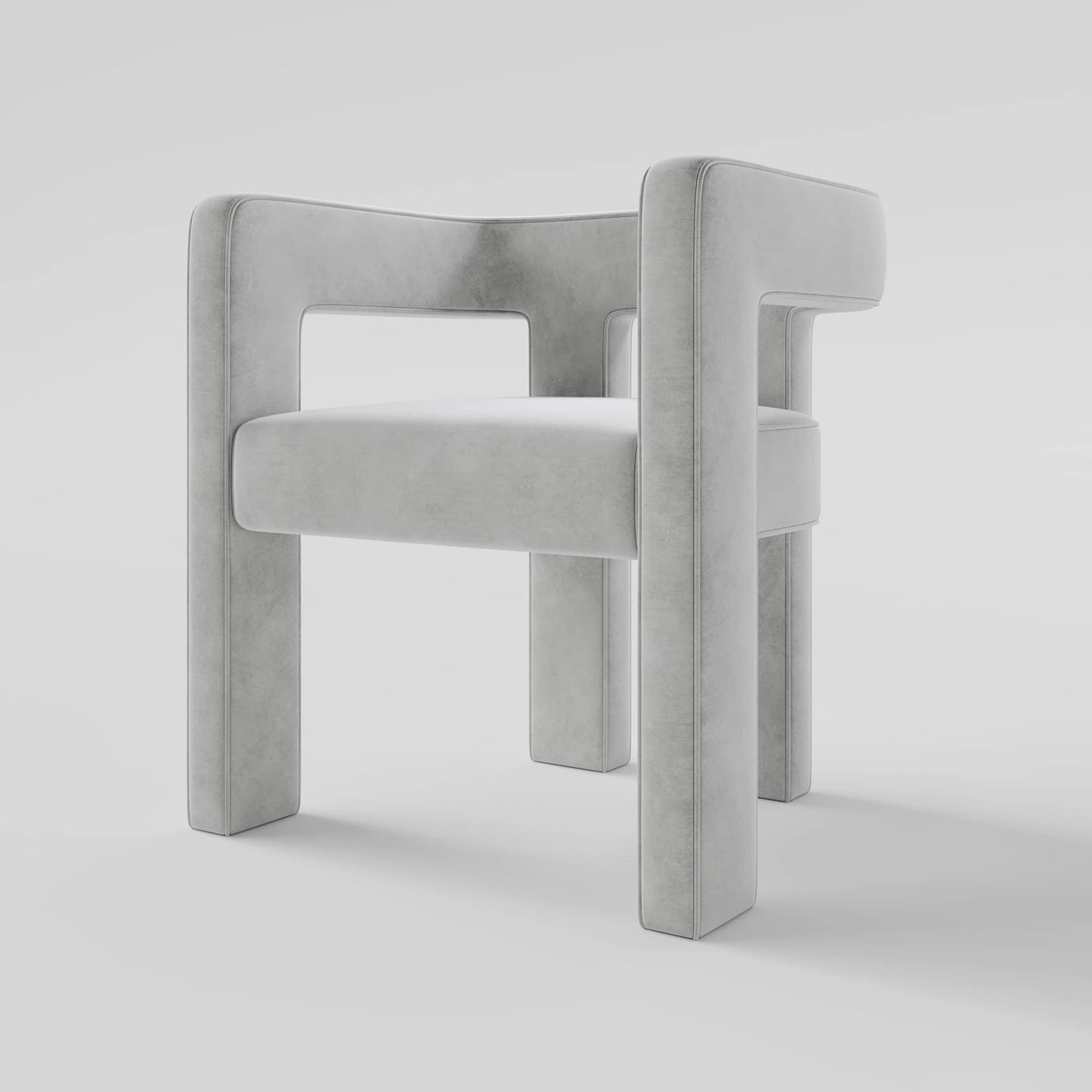 Modern Linear Accent Chair with Sculptural Pillar Frame