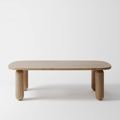 Contemporary Rectangular Marble Dining Table with Fluted Slab Pedestals