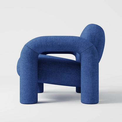 Modern Royal Blue Lounge Chair with Oversized Cylindrical Legs