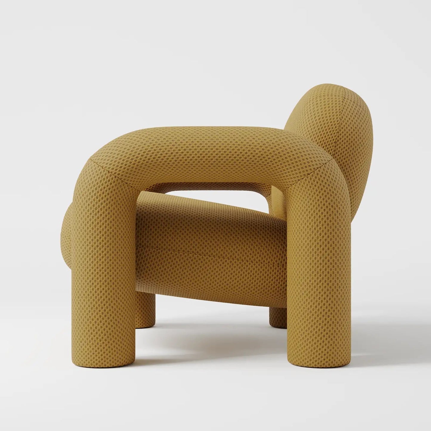 Modern Royal Blue Lounge Chair with Oversized Cylindrical Legs