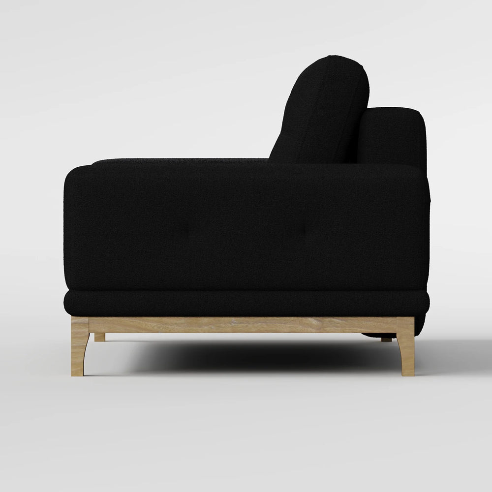 Contemporary Low-Profile Club Chair with Sculptural Wood Frame