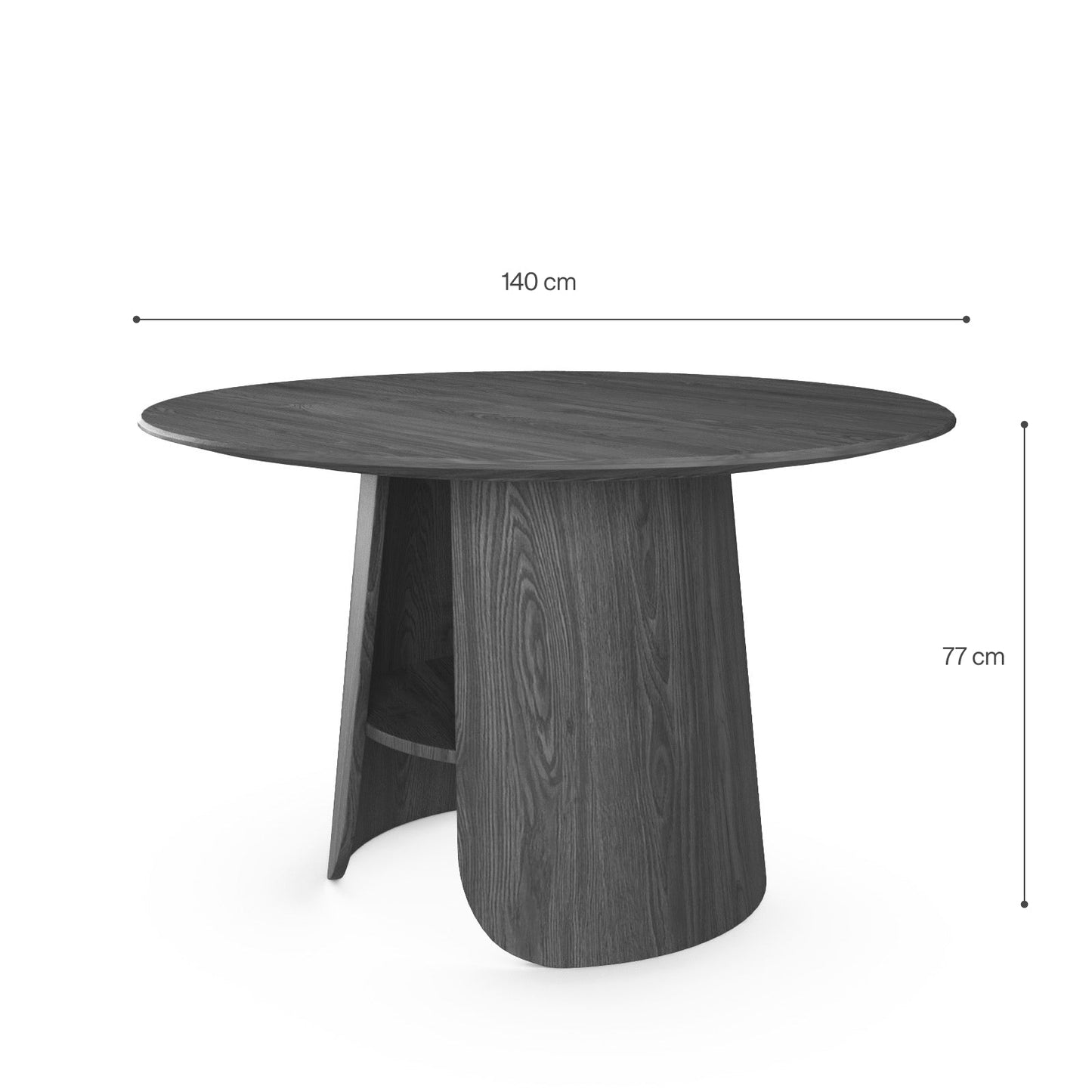 Contemporary Round Natural Oak Dining Table with Fluted Pedestal Base