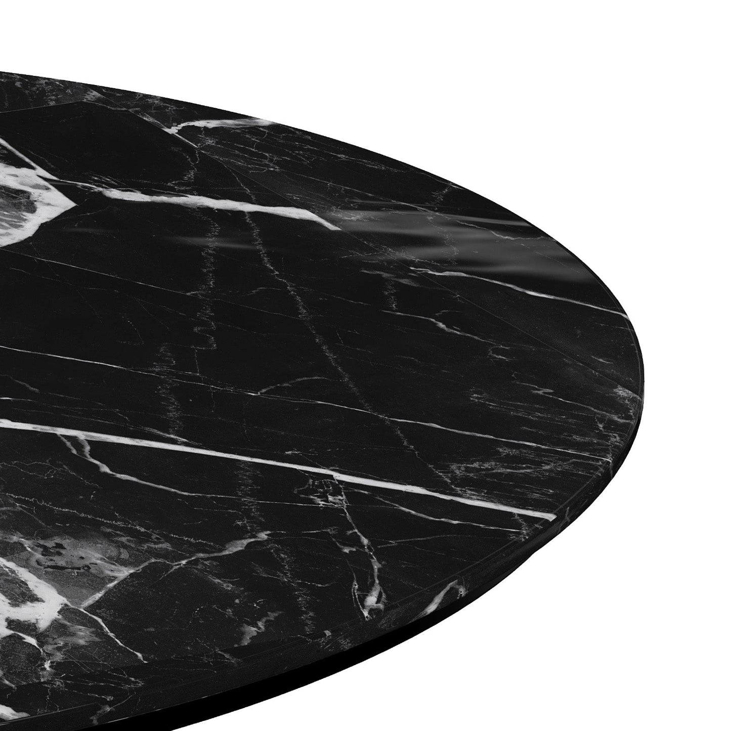 Contemporary Round Dark Grey Concrete Dining Table with Interlocking Arch Base