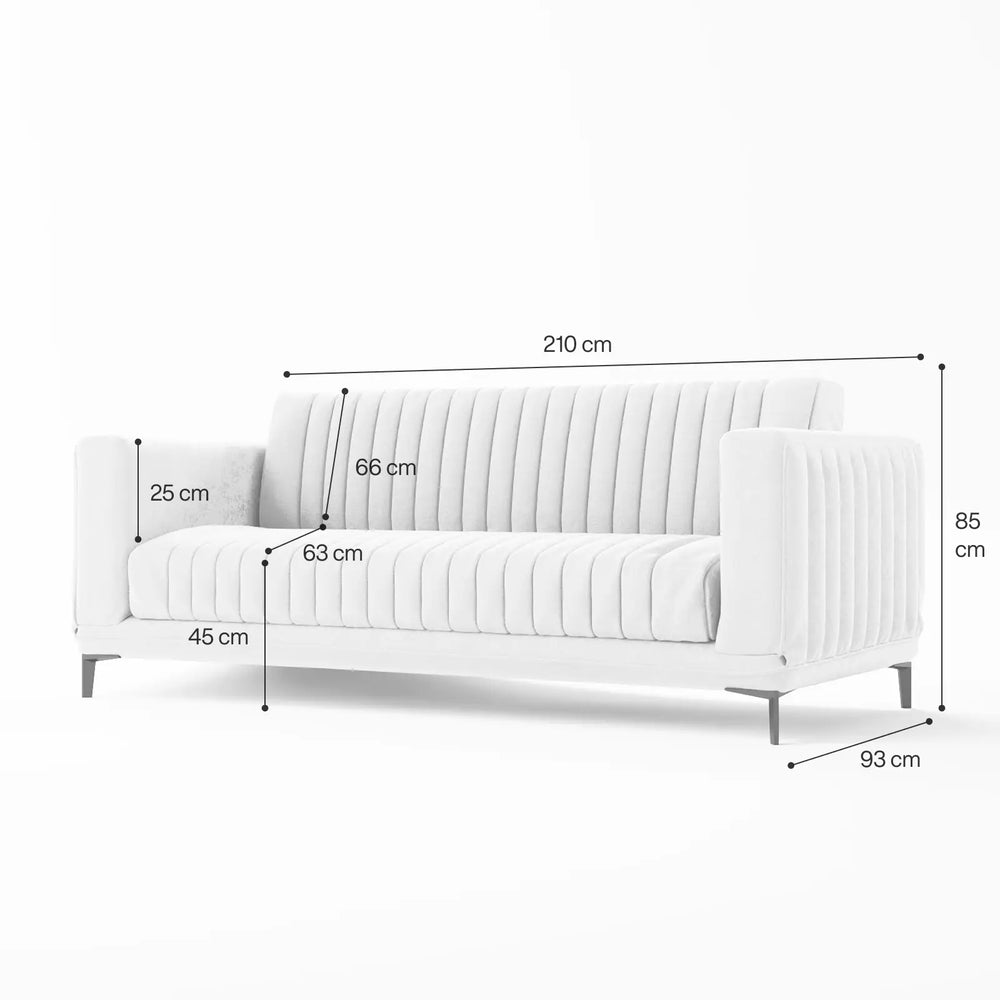 Luxe Ribbed Velvet 3-Seater Sofa Bed