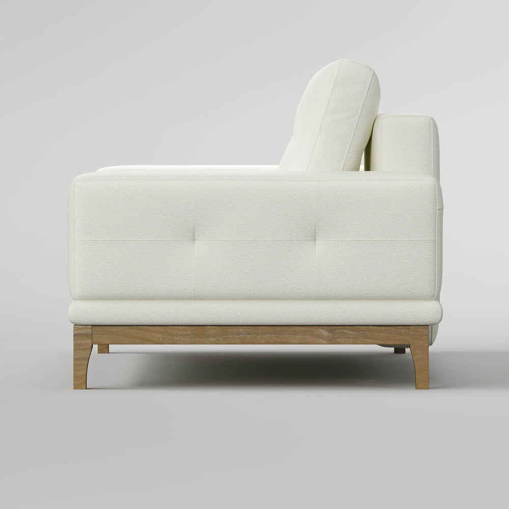 Contemporary Low-Profile Club Chair with Sculptural Wood Frame