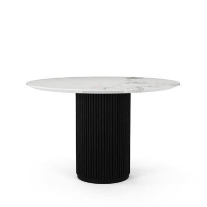 The Carrara Bistro: Modern Round Table with Textured Onyx Column