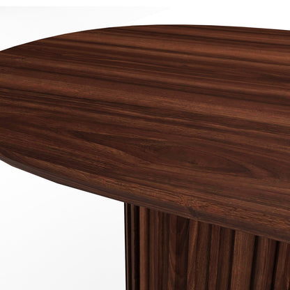 The Augustus Oval Table: Modern Architectural Centerpiece in Fluted Oak