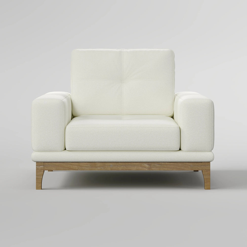 Contemporary Low-Profile Club Chair with Sculptural Wood Frame