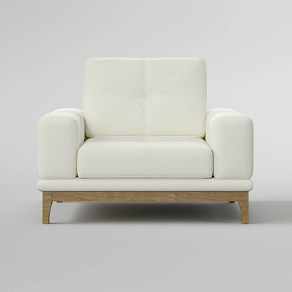 Contemporary Low-Profile Club Chair with Sculptural Wood Frame