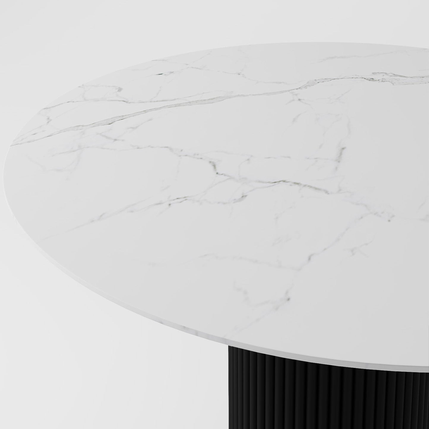 The Noir Ribbed Marble Table: Modern Sculptural Centerpiece with Vertical Texturing