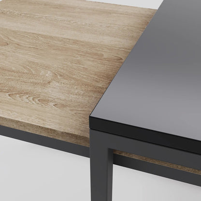 Modern Square Nesting Set Featuring Industrial Black Coffee Table