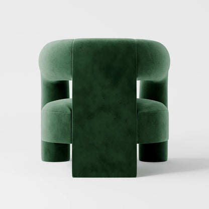 The Veridian Lounge: Architectural Sculptural Chair in Forest Velvet