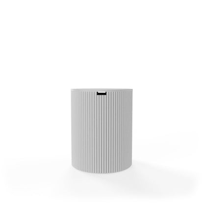 The Tambour Column: Modern High-Profile Ribbed Wood Pedestal Table