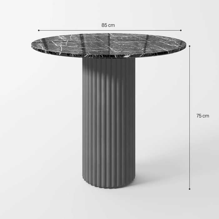 The Noir Ribbed Marble Table: Modern Sculptural Centerpiece with Vertical Texturing