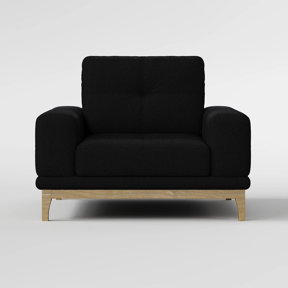 Contemporary Low-Profile Club Chair with Sculptural Wood Frame