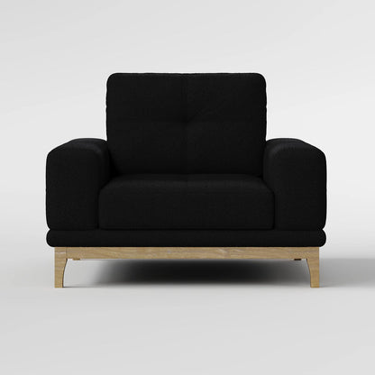 Contemporary Low-Profile Club Chair with Sculptural Wood Frame
