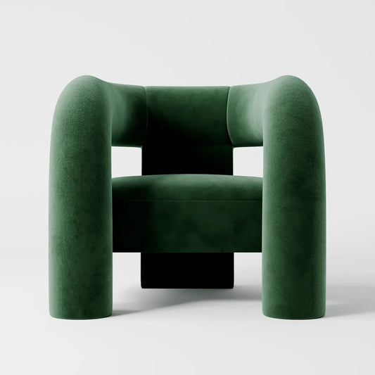 The Veridian Lounge: Architectural Sculptural Chair in Forest Velvet