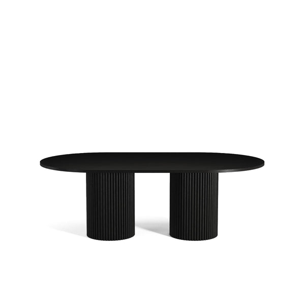The Pantheon Oval Table: Modern Architectural Centerpiece in Charred Oak