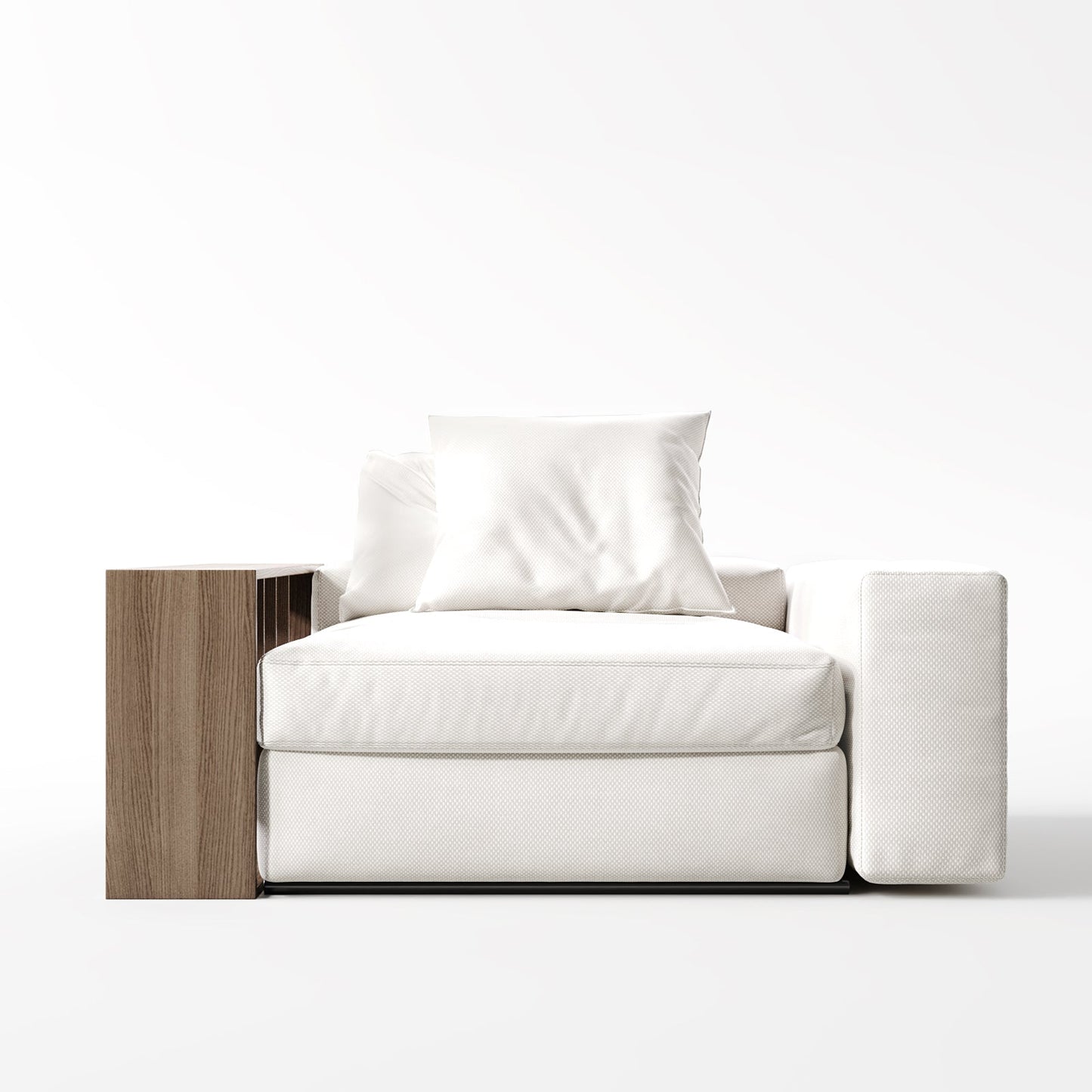 Contemporary Low-Profile Club Chair with Integrated Side Storage