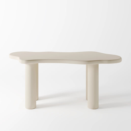 The Cloud Table: Modern Sculptural Dining Piece in Matte Off-White
