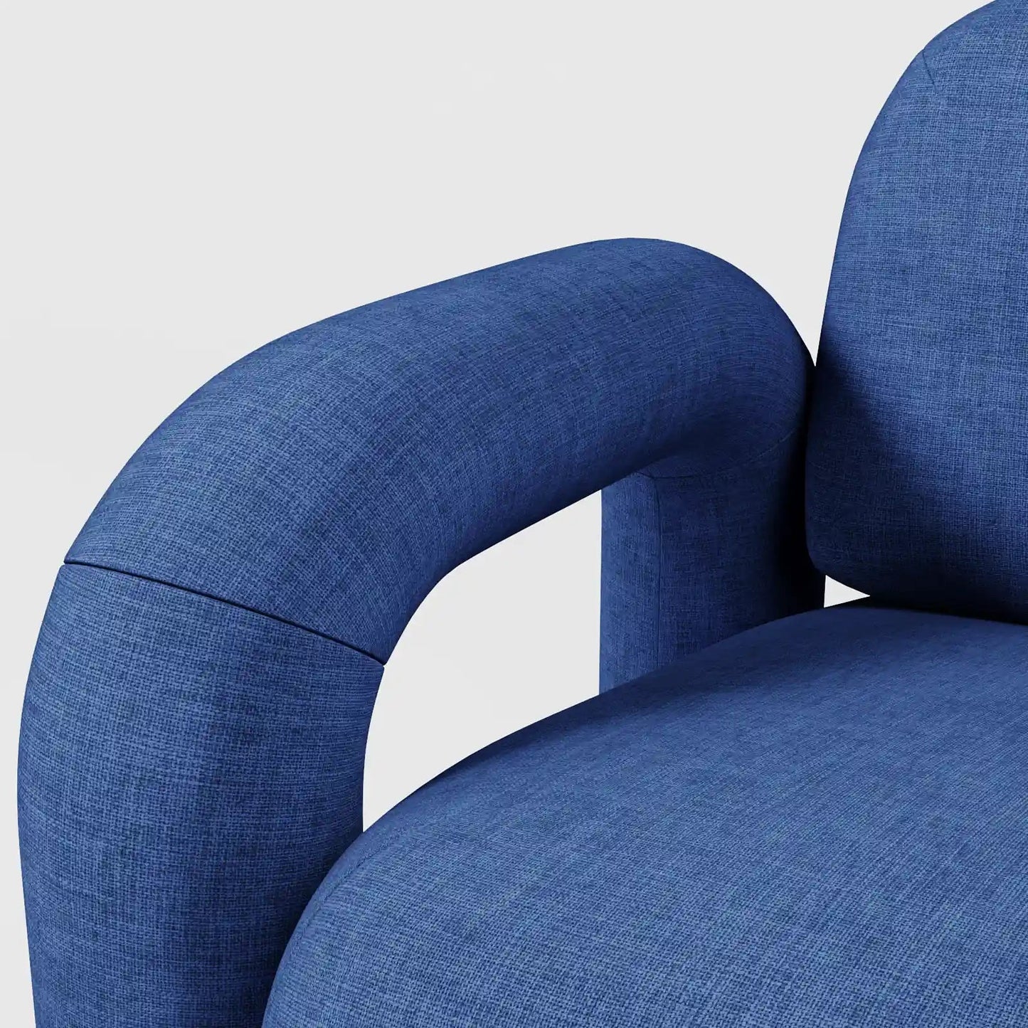 Modern Royal Blue Lounge Chair with Oversized Cylindrical Legs