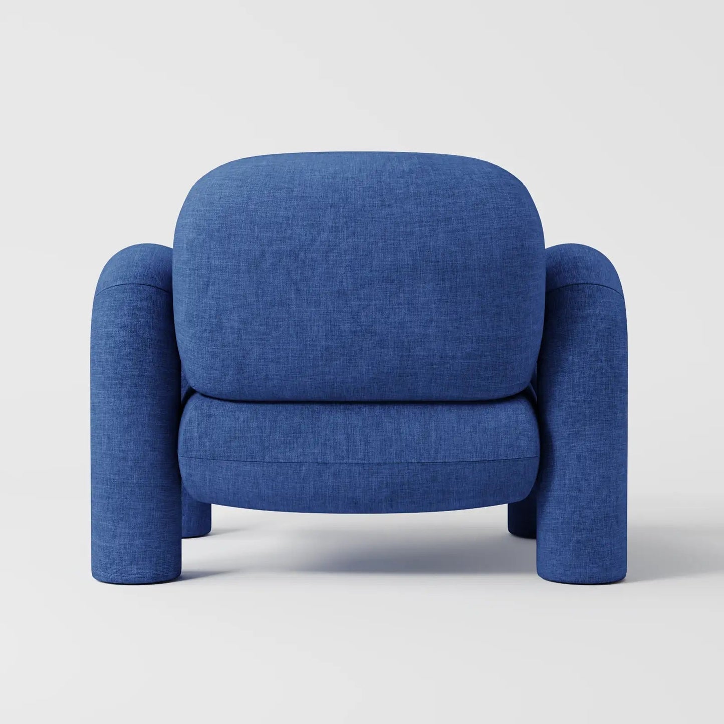 Modern Royal Blue Lounge Chair with Oversized Cylindrical Legs
