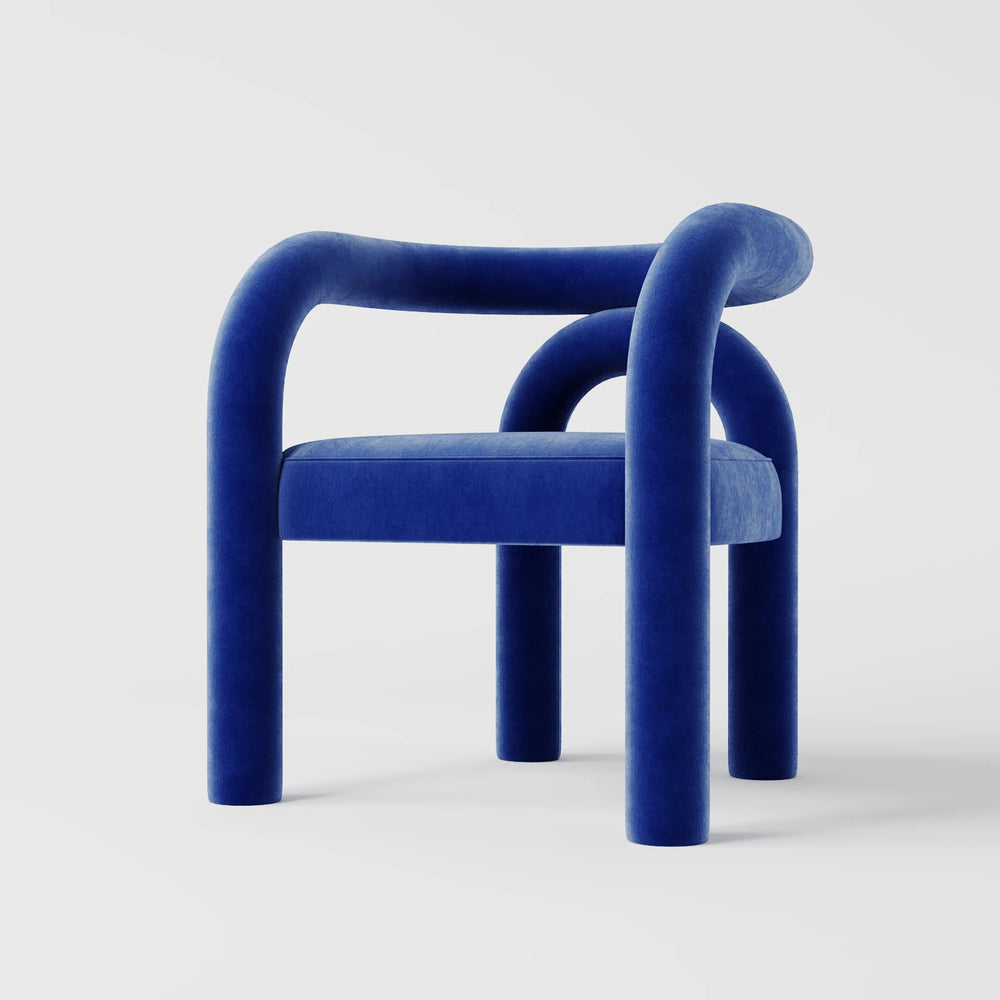 Minimalist Tubular Accent Chair with Geometric Support Silhouette