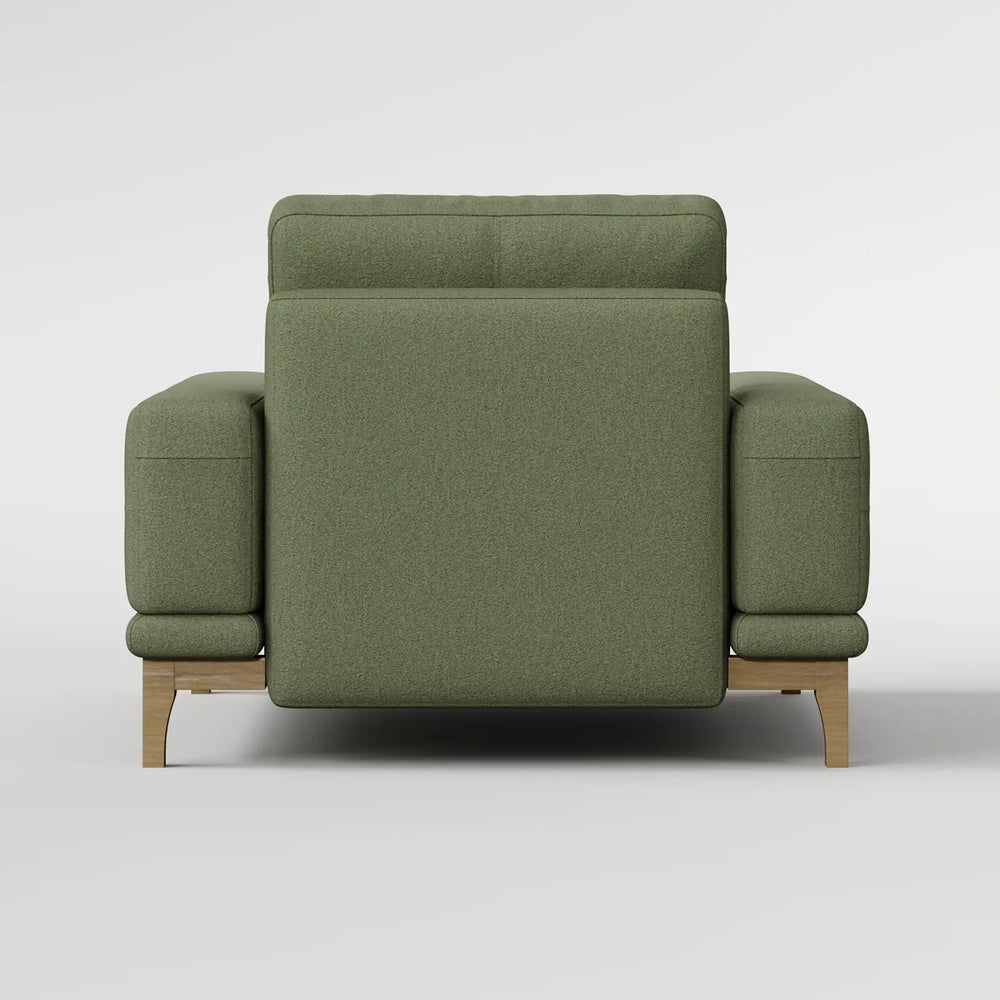 Contemporary Low-Profile Club Chair with Sculptural Wood Frame