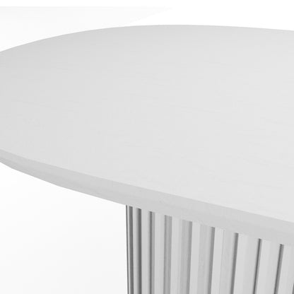 The Augustus Oval Table: Modern Architectural Centerpiece in Fluted Oak