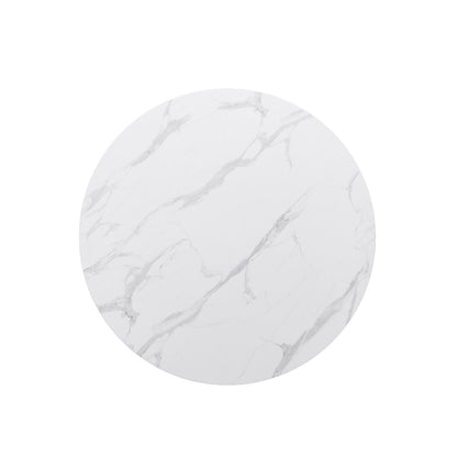 The Verona Marble Table: Modern Sculptural Centerpiece with Tapered Cross-Legs