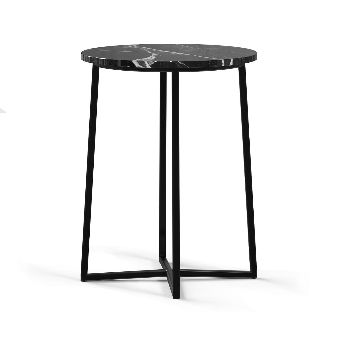 Marquina Nero Round Steel Bedside Table