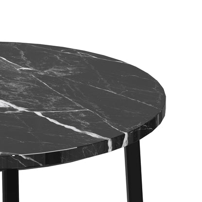 Marquina Nero Round Steel Bedside Table