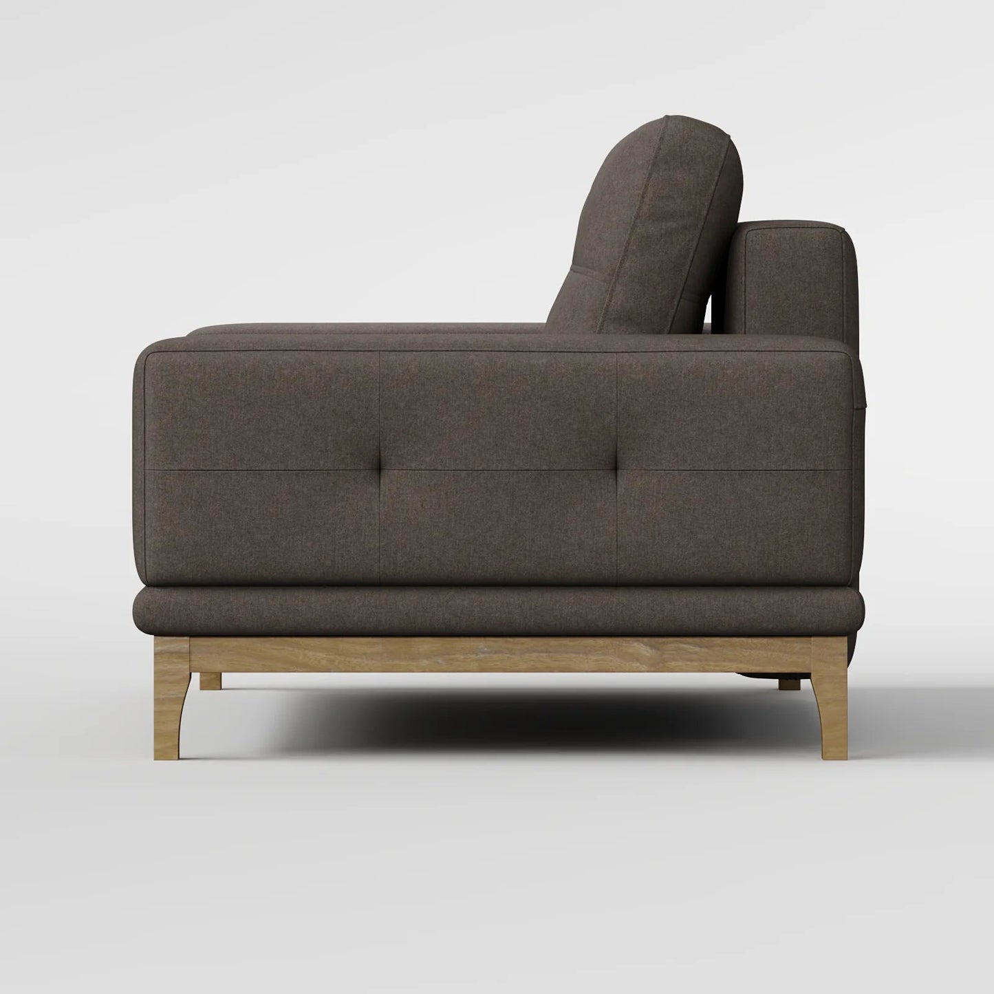 Contemporary Low-Profile Club Chair with Sculptural Wood Frame