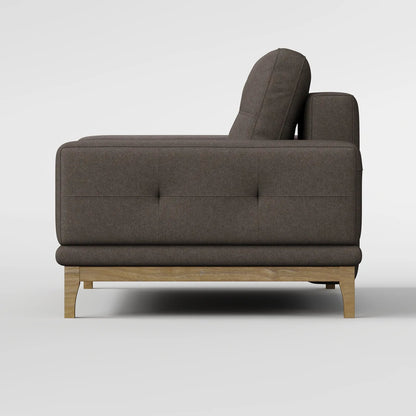 Contemporary Low-Profile Club Chair with Sculptural Wood Frame