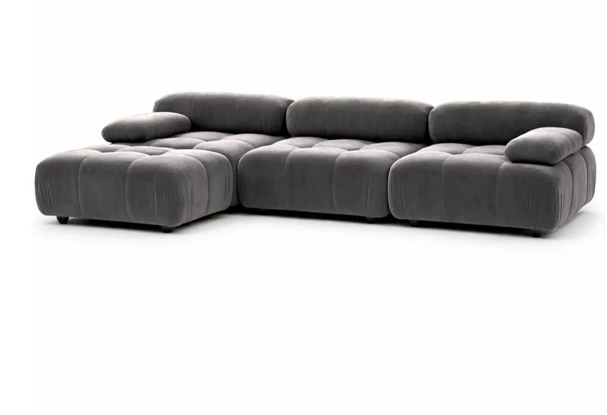 Cumulus 288cm L-shape modular sofa in Alloy grey, angled view