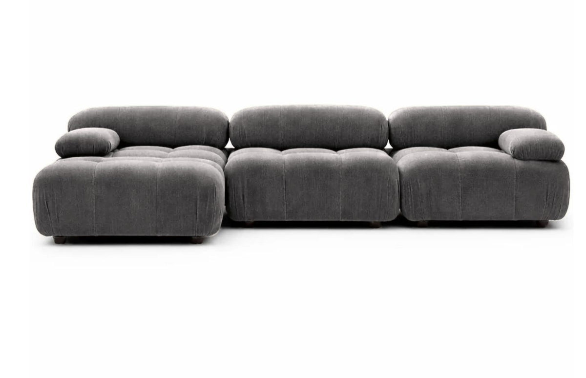 Cumulus modular sectional sofa with chaise in Alloy grey, front view