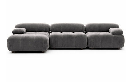 Cumulus modular sectional sofa with chaise in Alloy grey, front view