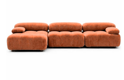Cumulus modular sectional sofa with chaise in Sunset terracotta, front view
